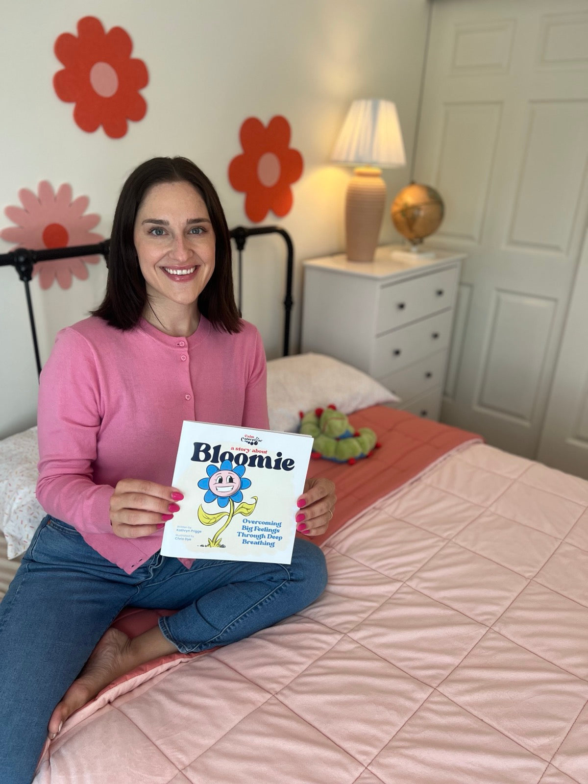 The author reading Bloomie Book to a child at bedtime