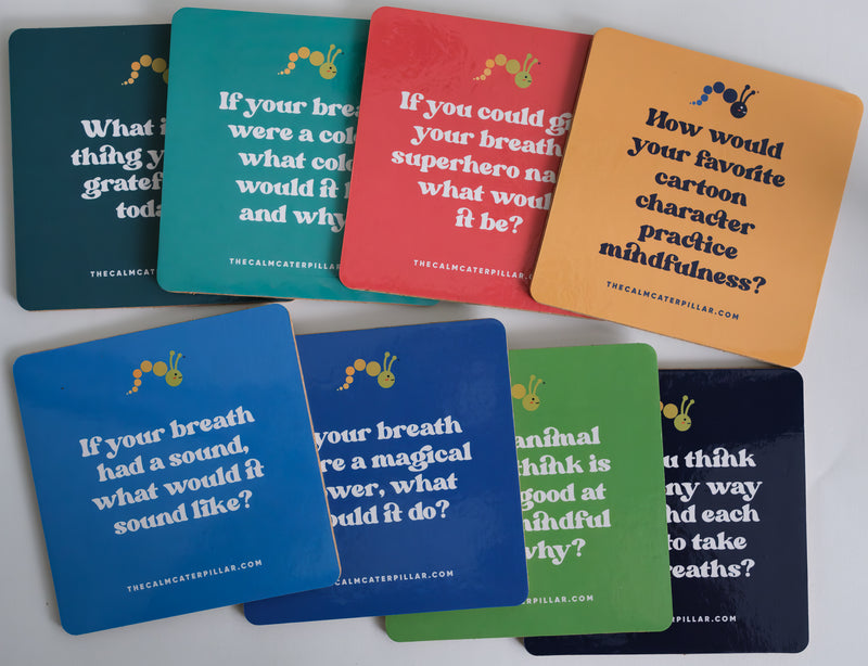 Mindful Mealtime Conversation Starters- Calm Caterpillar Coasters (set of 8)