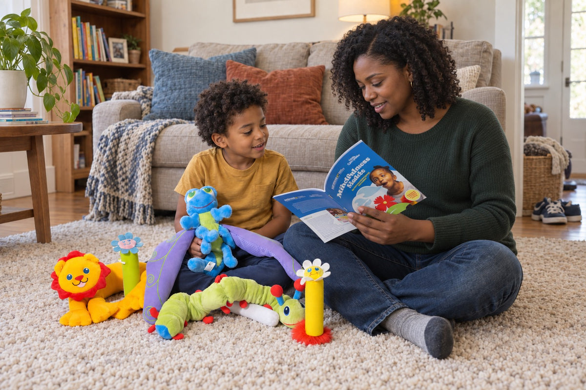 An educator reading the guide at a table